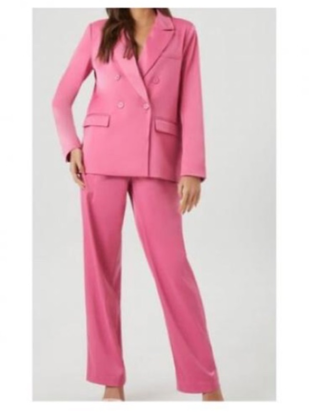 Forever 21 Hot Pink Satin Blazer Suit Set Size XS
